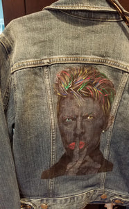 David Bowie jean jacket hand painted unisex