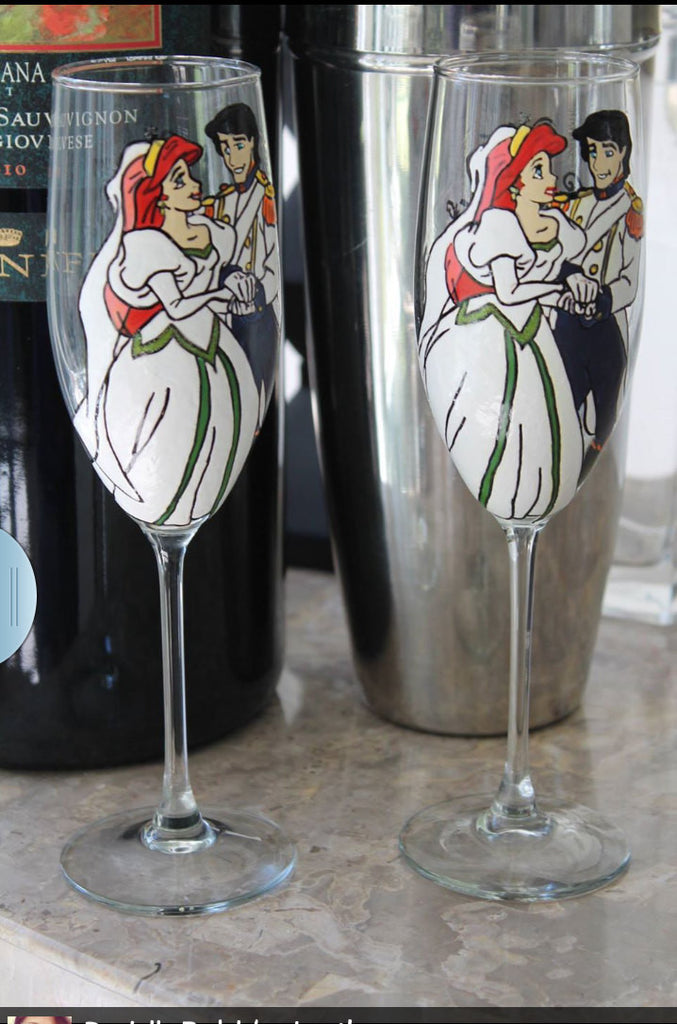 Princess Jasmine wine glass, Disney painted wine glass, painted wine glass