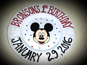 Hand Painted Keepsake Mickey Baby Child Birthday Plate