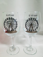 Ferris wheel custom engagement wine glass set