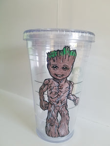 Hand Painted Baby Groot Starbucks Tumbler Cup