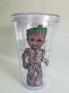 Hand Painted Baby Groot Starbucks Tumbler Cup