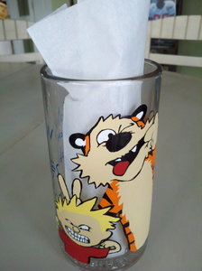 Hand painted Calvin and hobbes inspired wine glass / mug