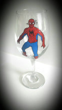 Spider-Man, hand painted, wine glass, grooms men gift, xmen, marvel comics