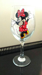 Decorative Disney inspired Mickey mouse minnie mouse hand painted wine glasses