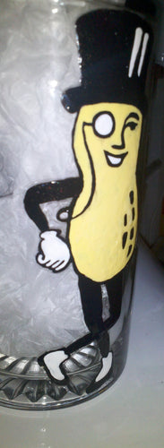 planters peanut man inspired  beer mug hand painted  tumbler wine glass