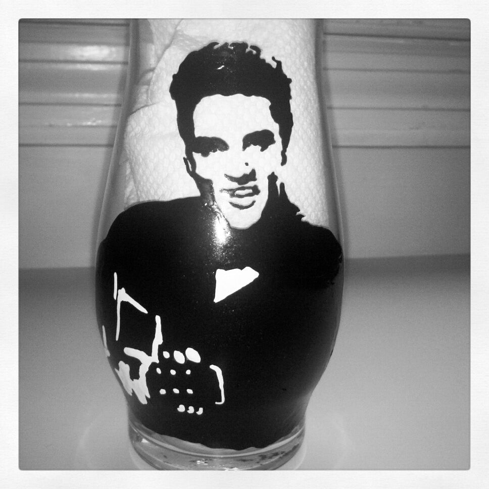 decorative Elvis Presley hand painted glass cup vase mug fathers day wedding