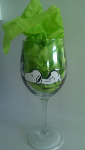 decorative snoopy inspired red baron peanuts gang charlie brown linus lucy woodstock hand painted wine glass cups mothers day