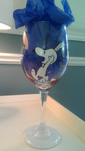 decorative snoopy inspired baron peanuts gang hand painted wine glass