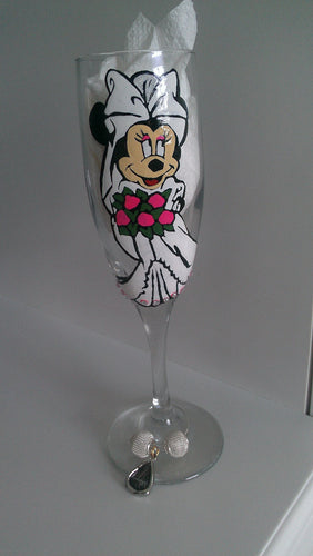 custom set of 2 peanuts gang custom mickey mouse minnie mouse bride groom wedding toasting glasses hand painted wine
