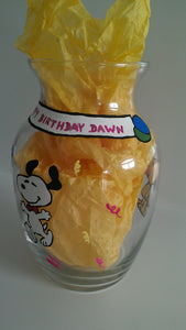 decorative snoopy vase red baron peanuts gang charlie brown linus lucy woodstock hand painted wine glass cups