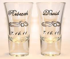 set of 2 shot glass custom hand painted wedding gift engagement ring proposal