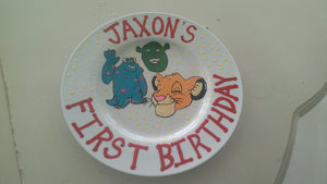 hand painted baby first birthday childs kids keepsake cars movie disney pixar plate