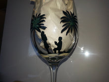 WINE glass custom hand painted beach weddings valentines day engagement gift