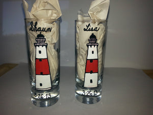 set of 2 shot glass custom hand painted weddings valentines day engagement gift