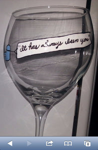 WINE glass plane engagement announcement banner custom hand painted weddings valentines day engagement gift