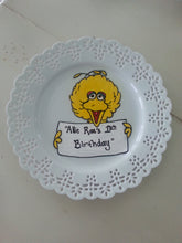 hand painted baby first birthday childs kids keepsake big bird elmo sesame street porcelain ceramic glass plate bowl favor