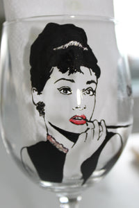 Audrey Hepburn hand painted glass breakfast at tiffanys