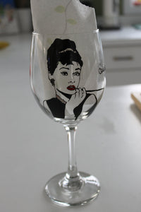 Audrey Hepburn hand painted glass breakfast at tiffanys