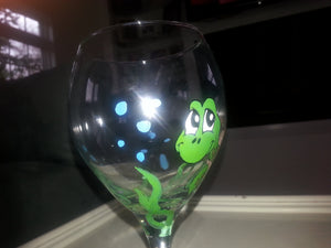 Hand painted sea turtle custom wine glass