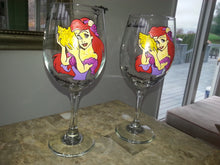 custom hand painted wine glasses ariel disney little mermaid inspired bride groom wedding toasting glasses