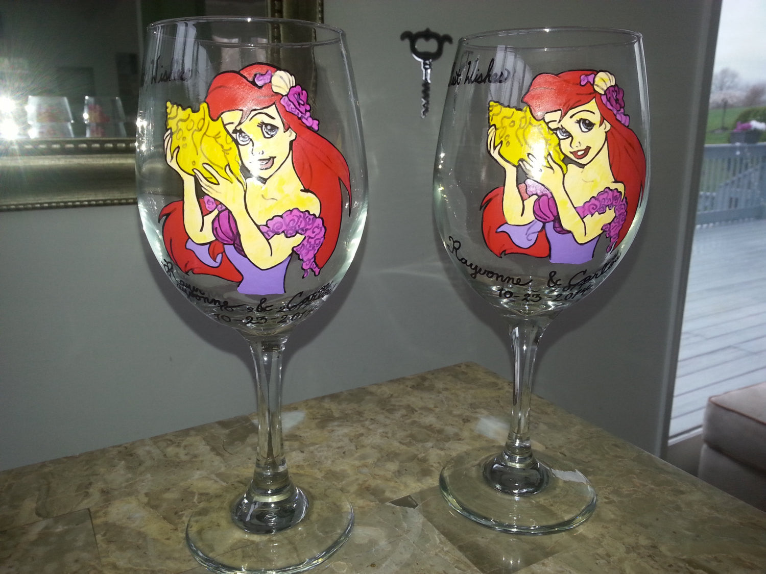 Princess Jasmine wine glass, Disney painted wine glass, painted wine glass