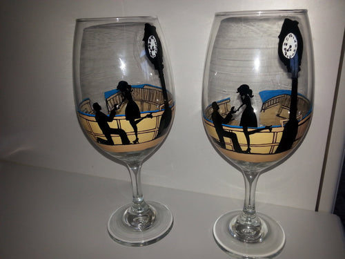 WINE glass custom hand painted gift Engagement proposal Valentine's day wedding