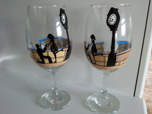 WINE glass custom hand painted gift Engagement proposal Valentine's day wedding