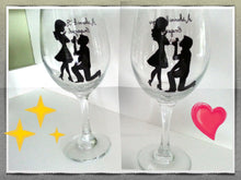 WINE glass custom hand painted  wedding engagement proposal gift