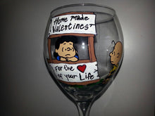 decorative peanuts gang valentines day charlie brown linus lucy snoopy woodstock hand painted wine glass cups