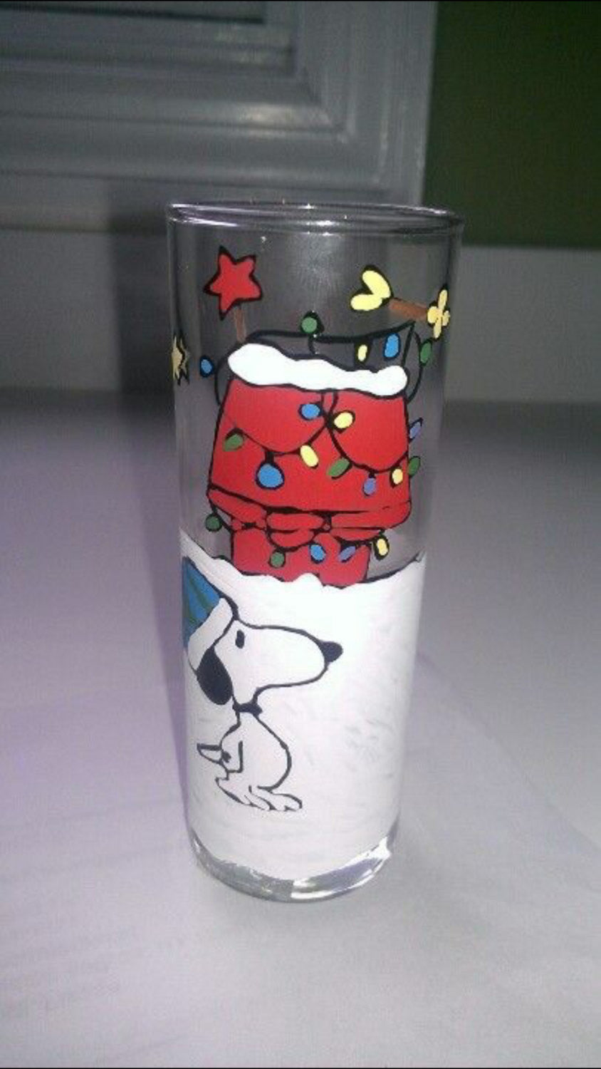 snoopy inspired christmas shot glass