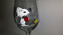 decorative snoopy peanuts woodstock inspired hand painted wine glass End of the year teacher gift