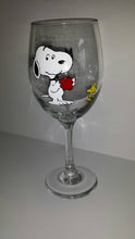 decorative snoopy peanuts woodstock inspired hand painted wine glass End of the year teacher gift