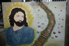 Custom hand painted Jesus and Mary spiritual stairway to heaven acrylic art canvas portrait mixed media painting