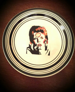 Hand painted keepsake David Bowie plate