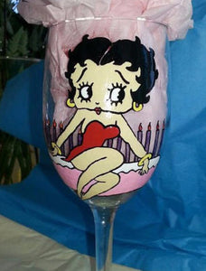 hand painted betty boop birthday glass