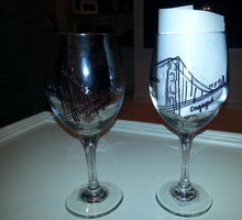 WINE glass custom hand painted weddings proposal valentines day san Francisco bridge engagement gift silhouettes with dog proposal