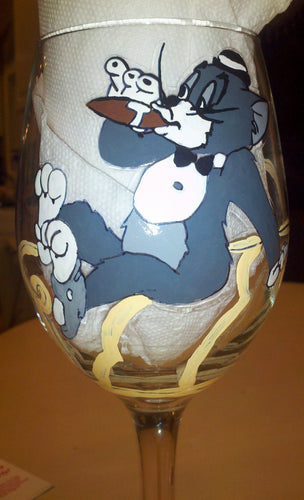 decorative hand painted custom made to order personalized fathers day tom and jerry smoking cigar wine glass mug tumbler cups wedding